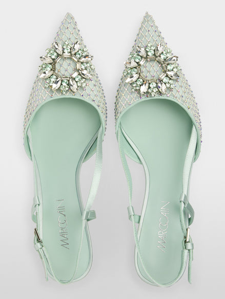 Slingback pumps with crystal mesh