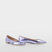 Metallic calfskin lace ballerina flats