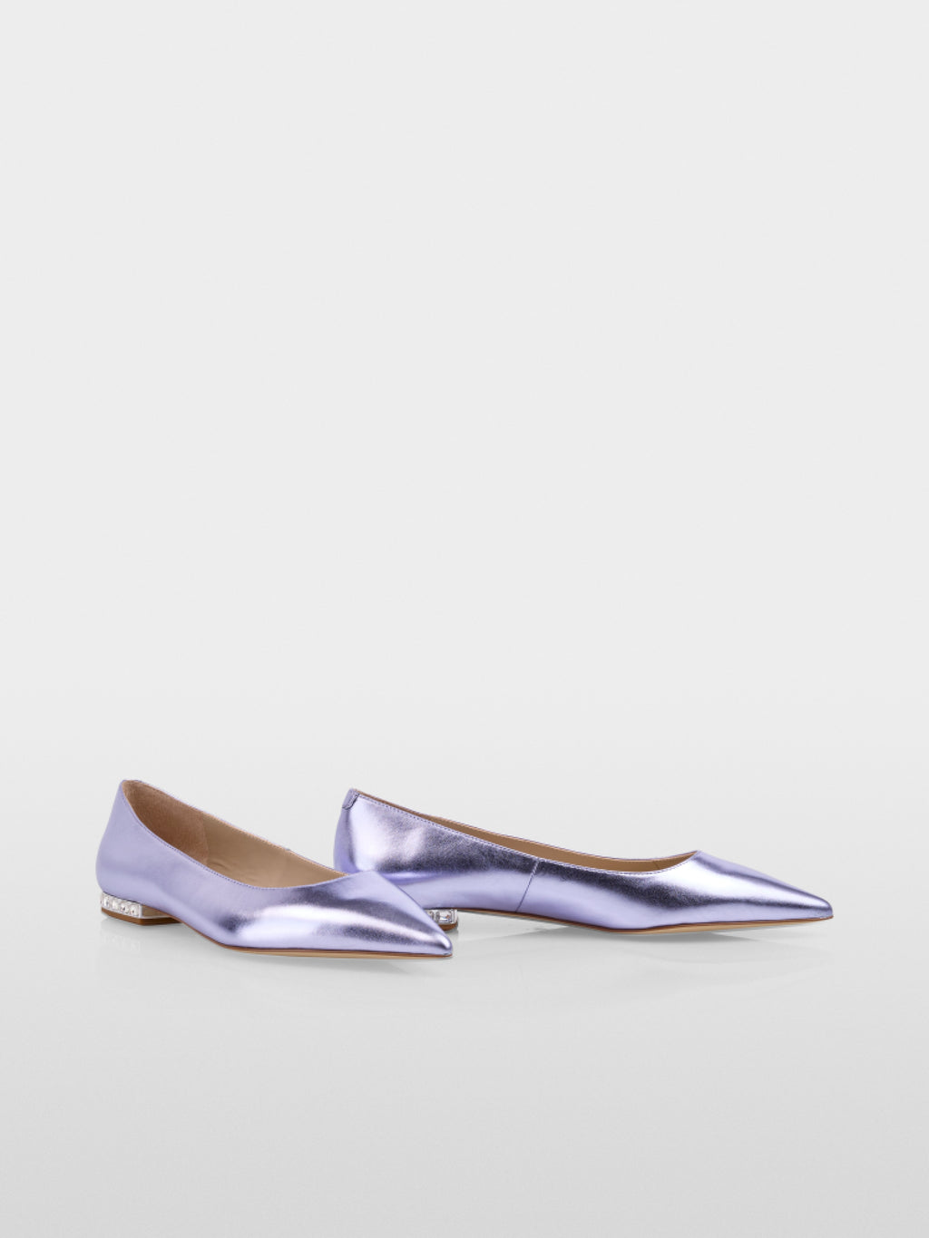 Metallic calfskin lace ballerina flats
