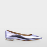 Metallic calfskin lace ballerina flats