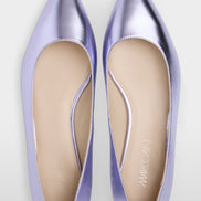 Metallic calfskin lace ballerina flats