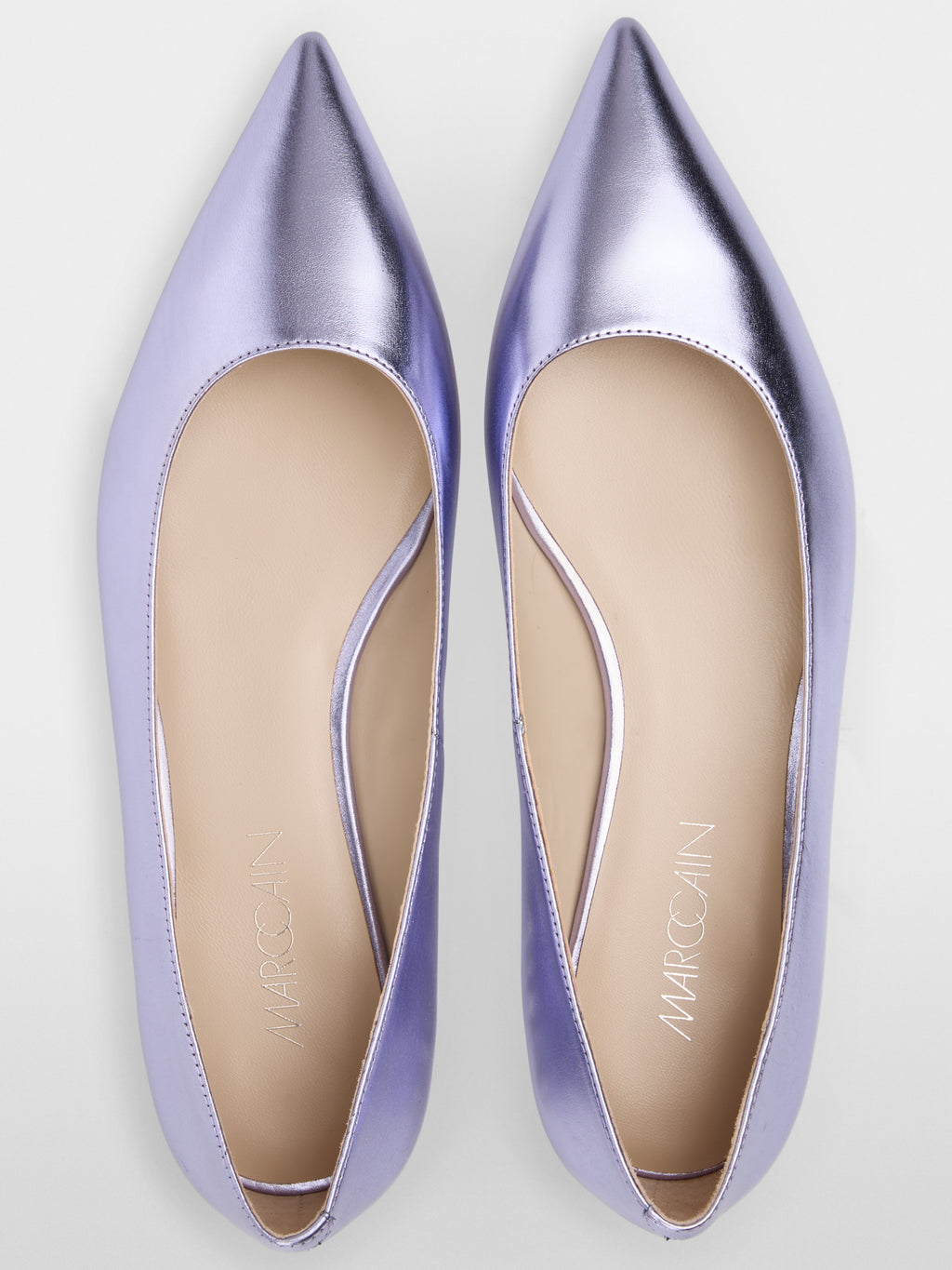 Metallic calfskin lace ballerina flats