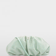 Satin clutch with crystal mesh trim