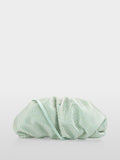 Satin clutch with crystal mesh trim