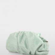 Satin clutch with crystal mesh trim