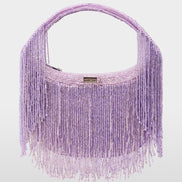 Satin mini bag with pearl trim