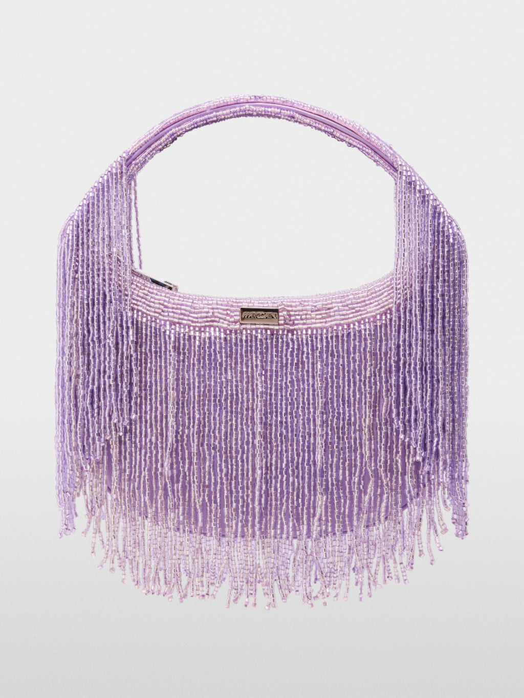 Satin mini bag with pearl trim