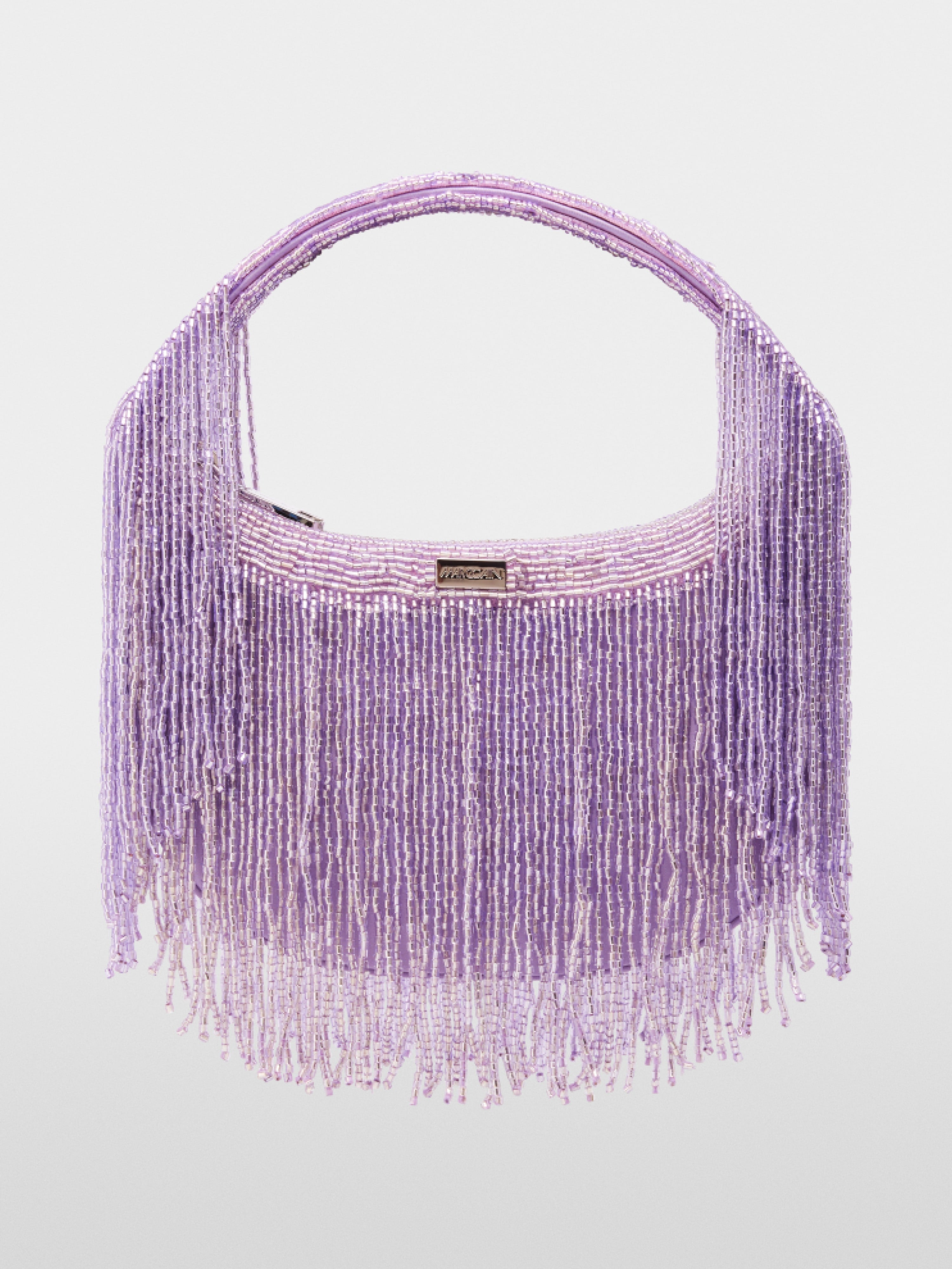 Satin mini bag with pearl trim