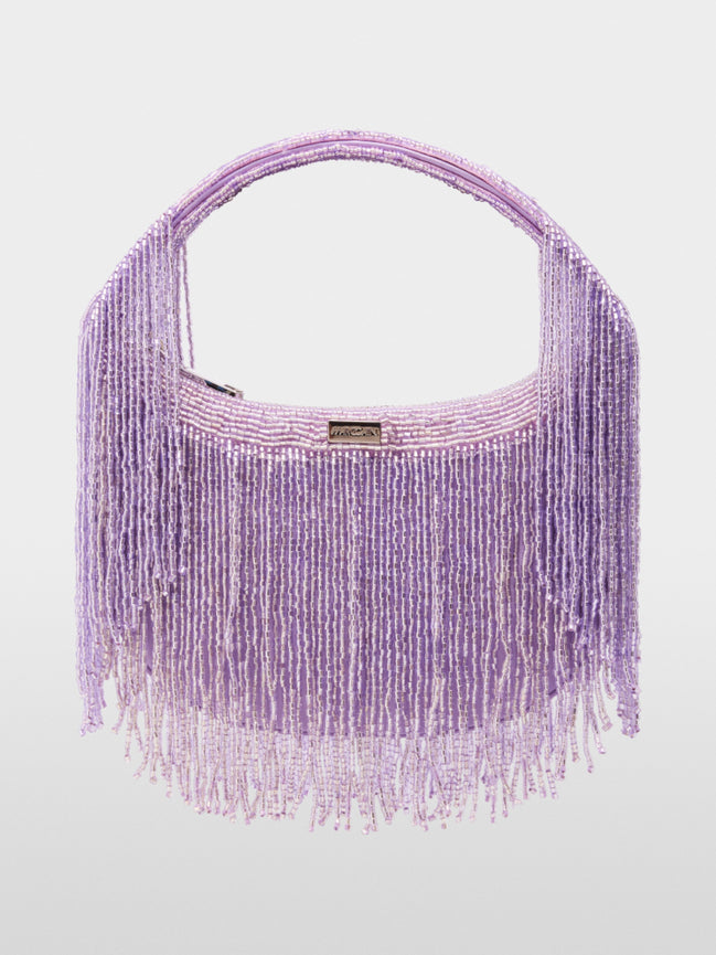Satin mini bag with pearl trim