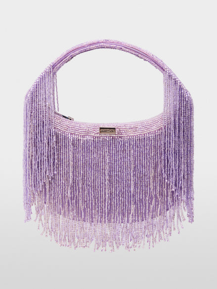 Satin mini bag with pearl trim