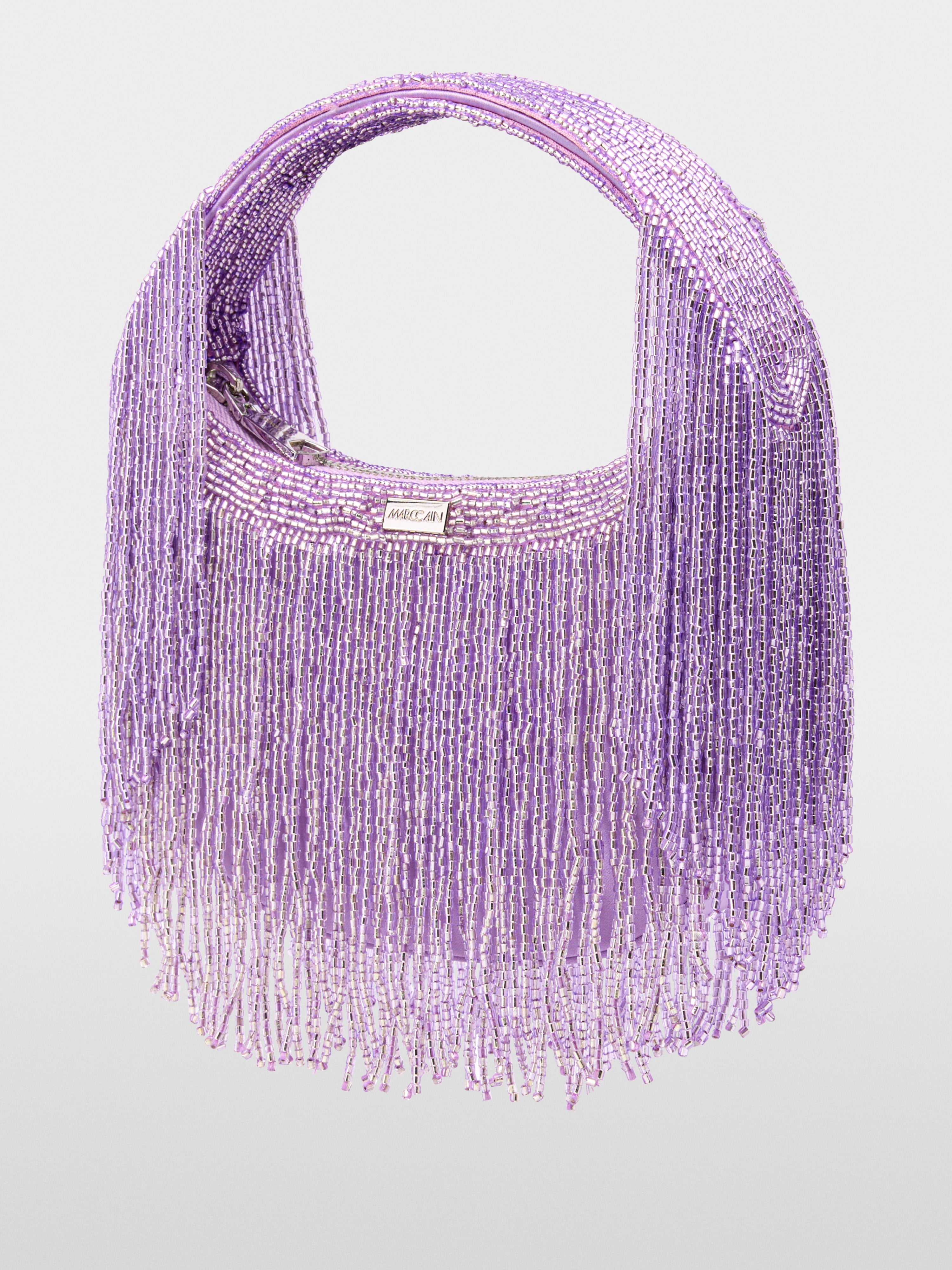 Satin mini bag with pearl trim