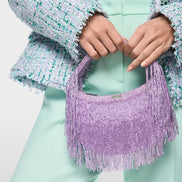 Satin mini bag with pearl trim