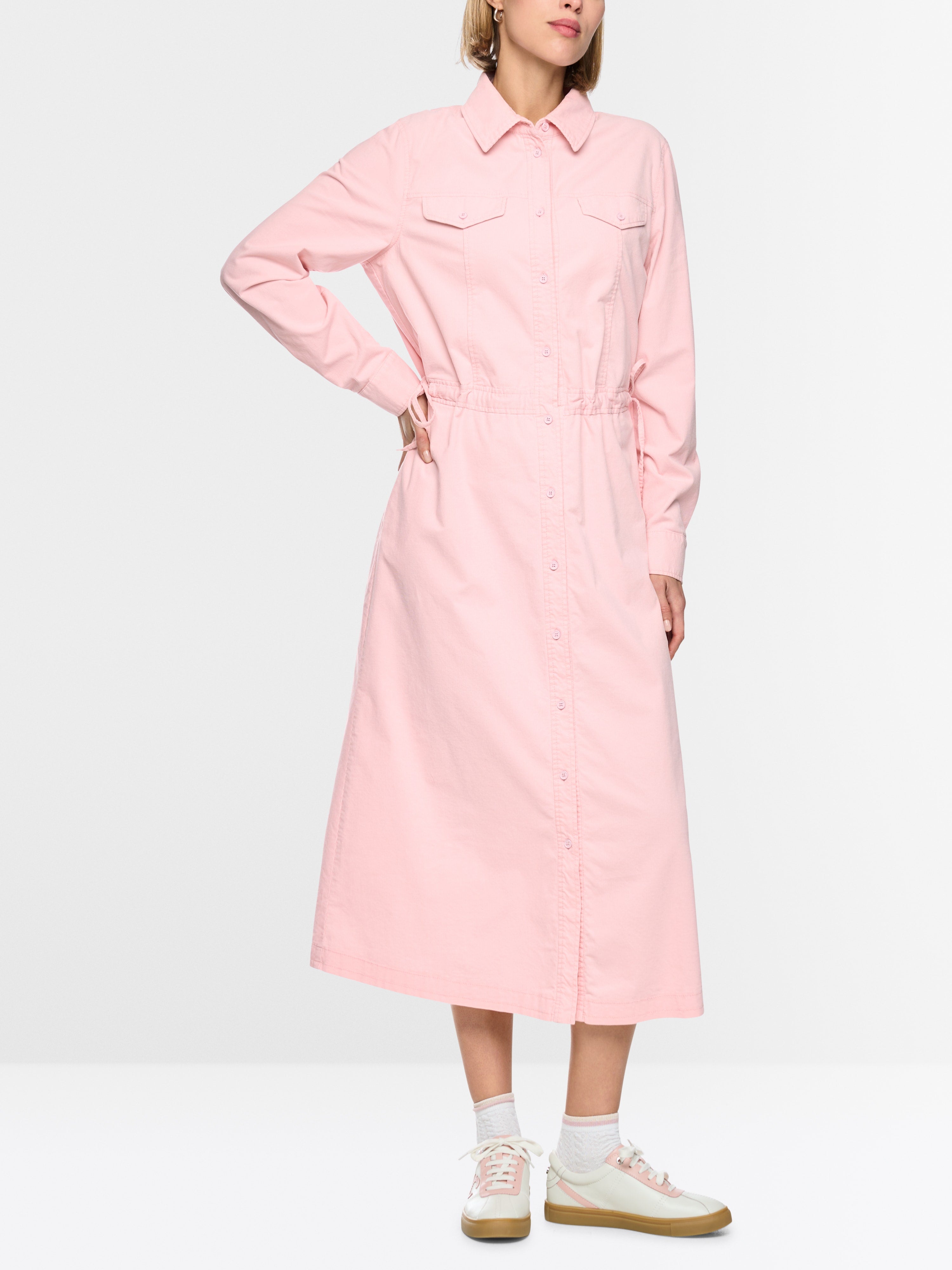 Corduroy dress with drawstring