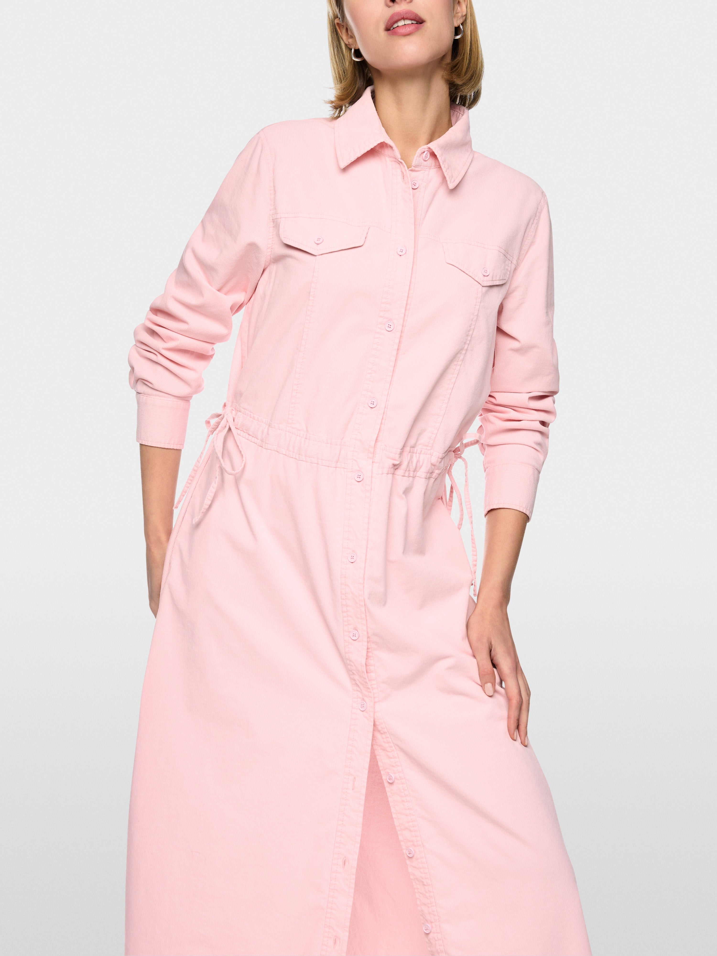 Corduroy dress with drawstring