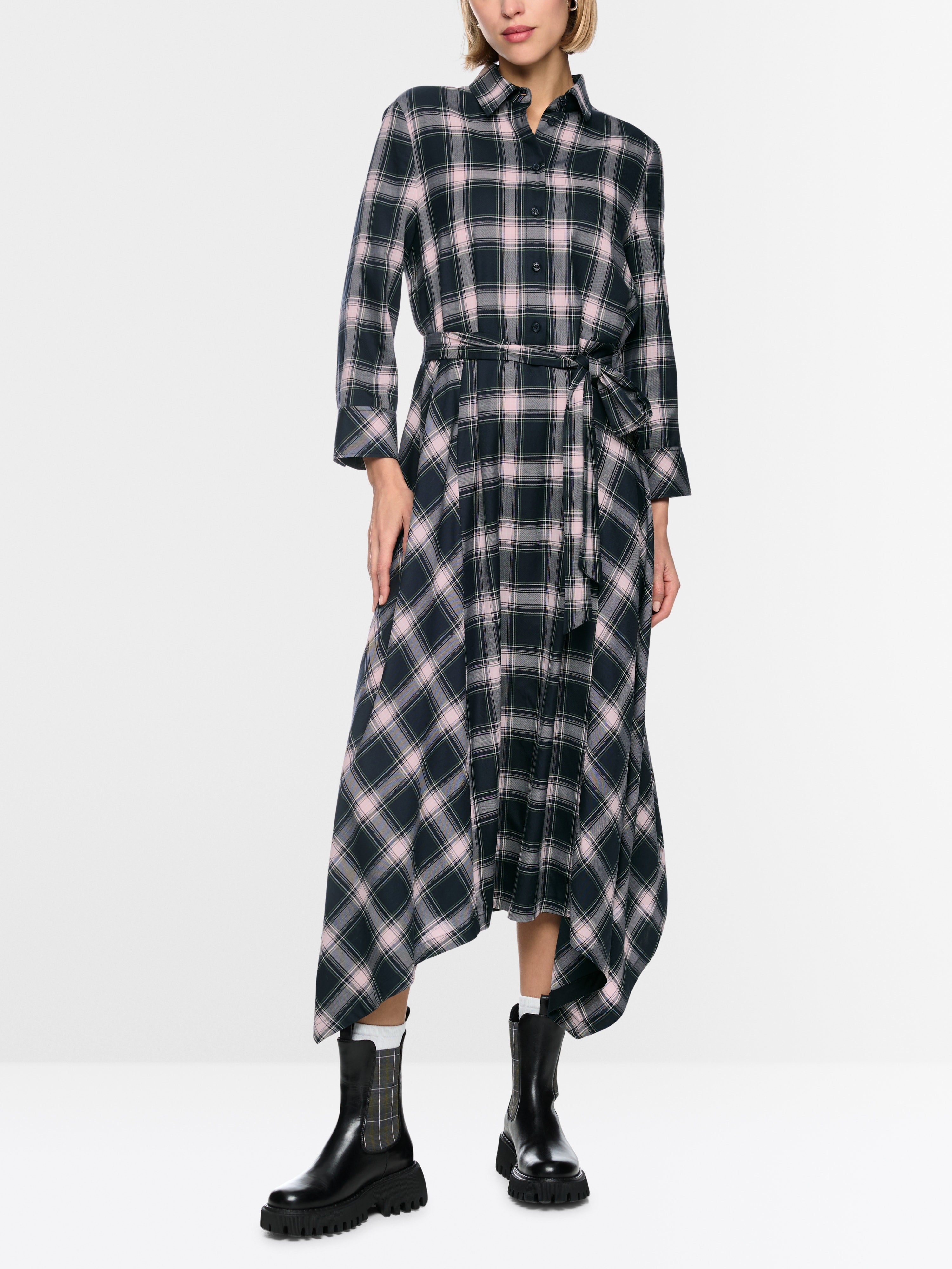 Checked shirt dress with tie belt