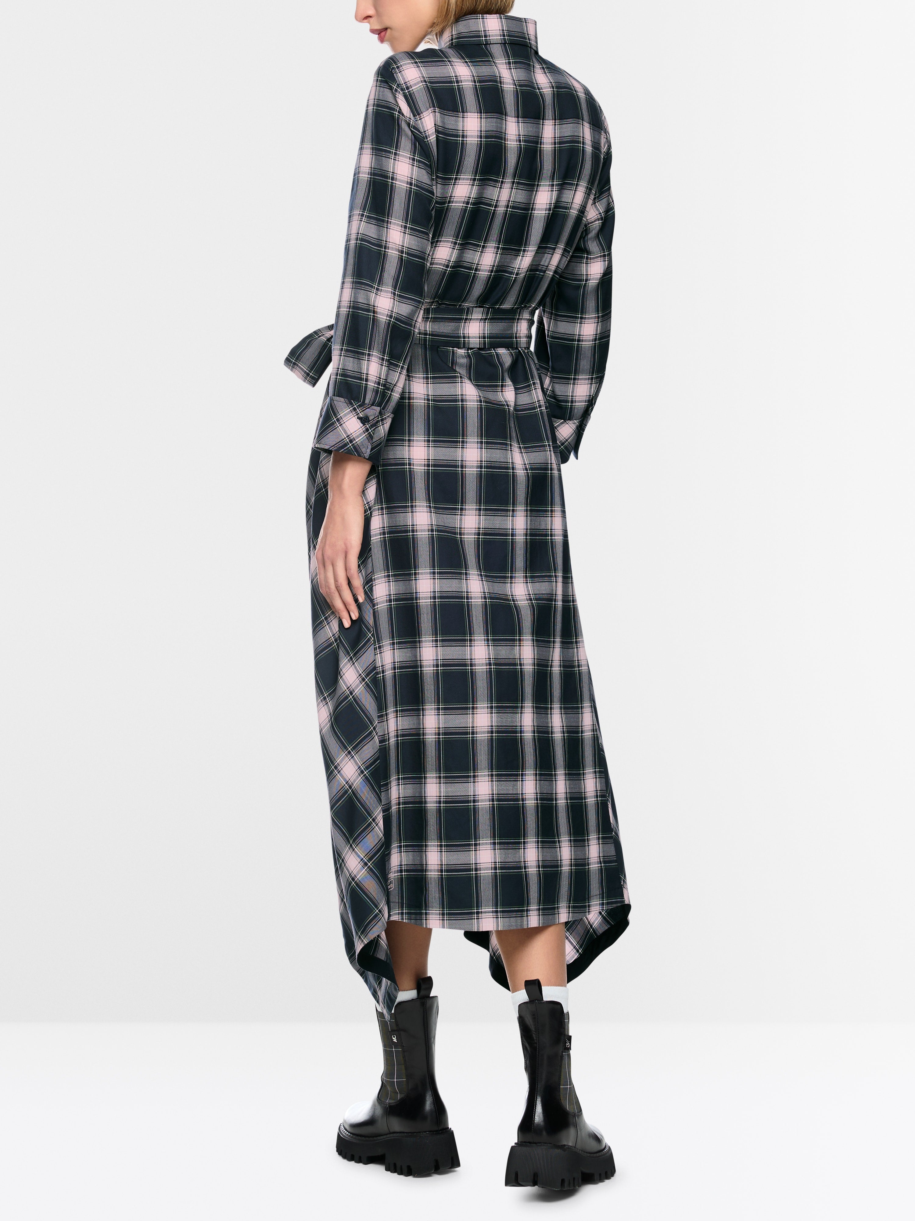 Checked shirt dress with tie belt