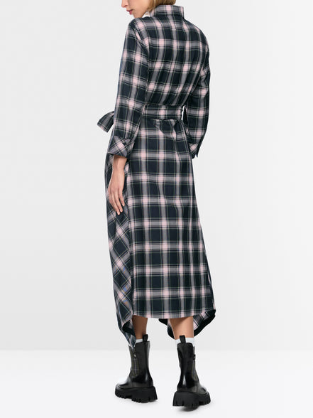 Checked shirt dress with tie belt