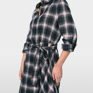 Checked shirt dress with tie belt