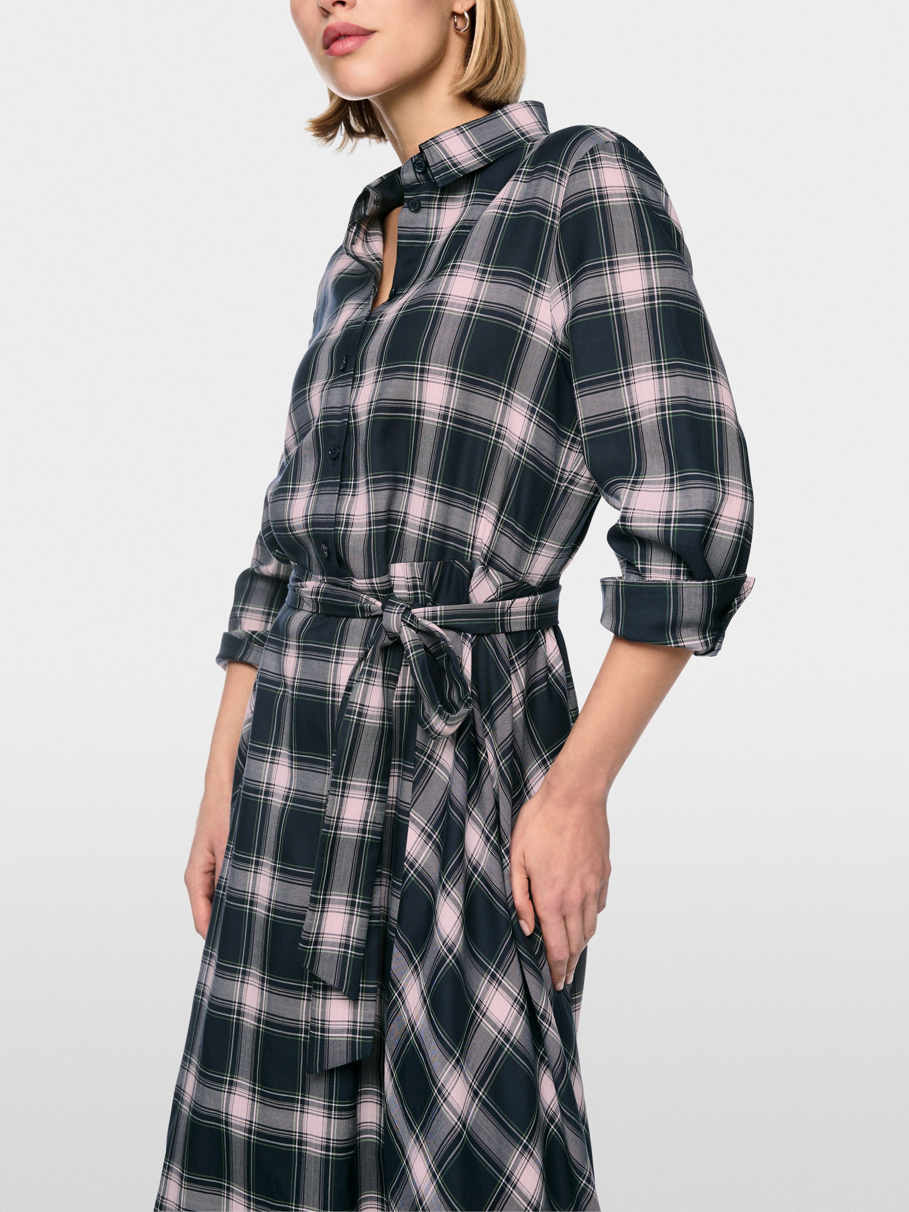 Checked shirt dress with tie belt