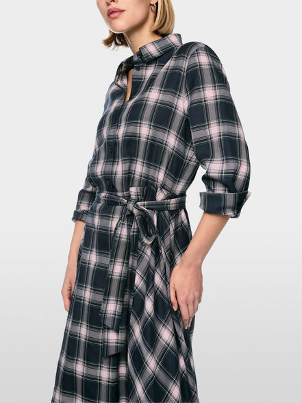 Checked shirt dress with tie belt