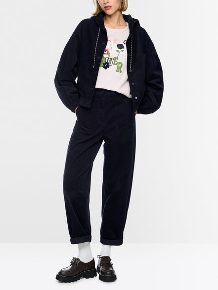 Corduroy jacket with hood