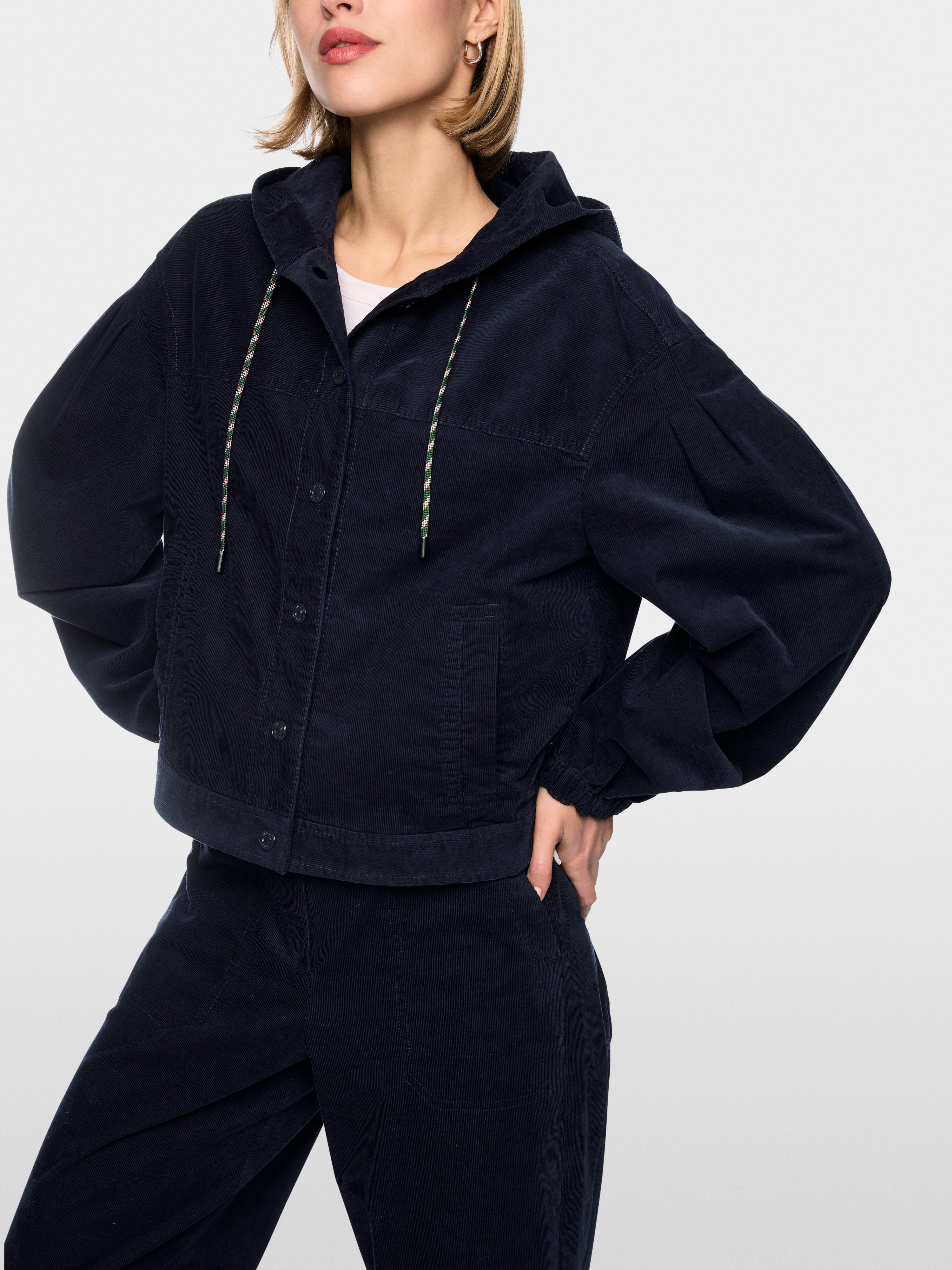 Corduroy jacket with hood