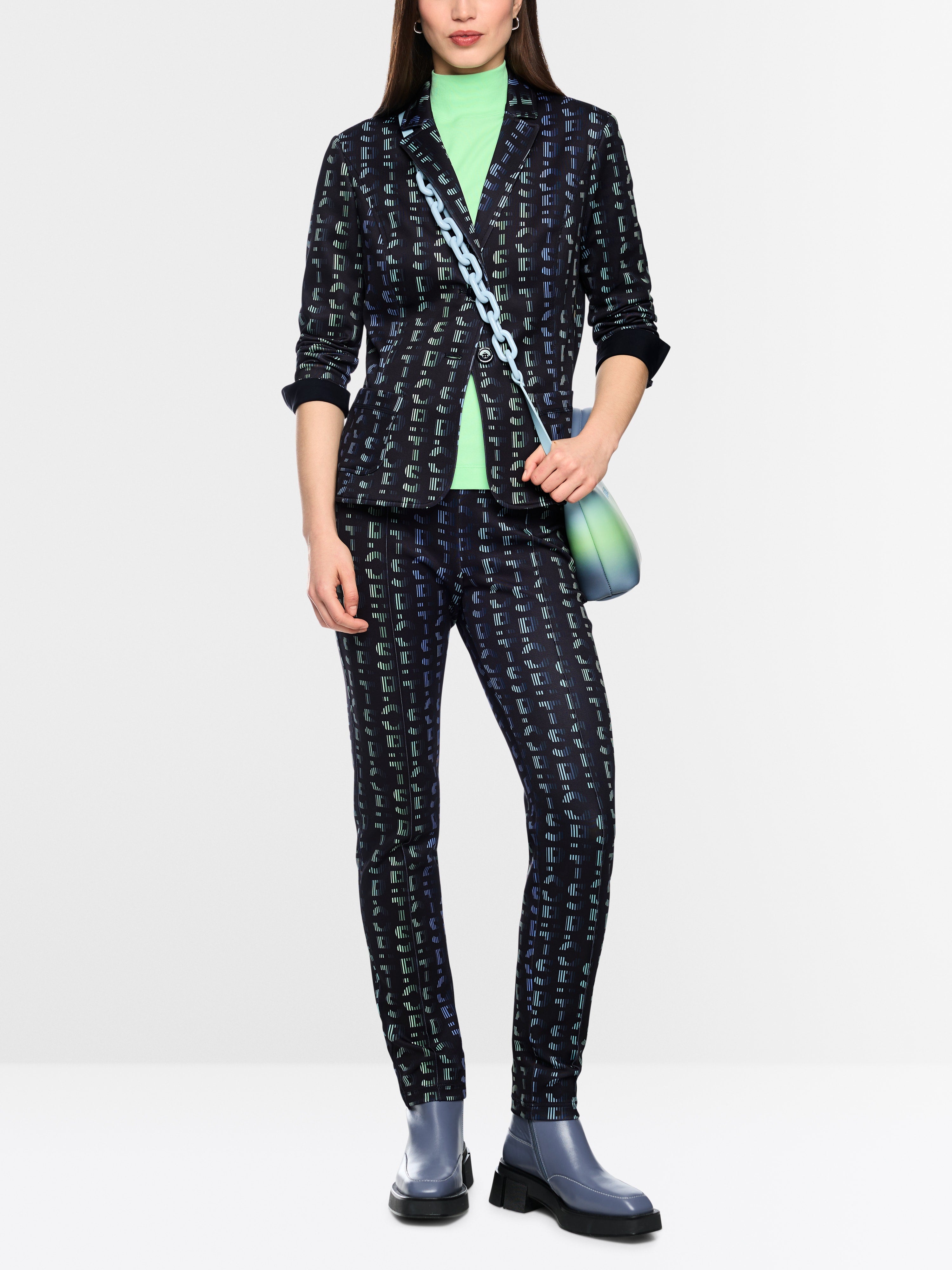 Printed jersey blazer