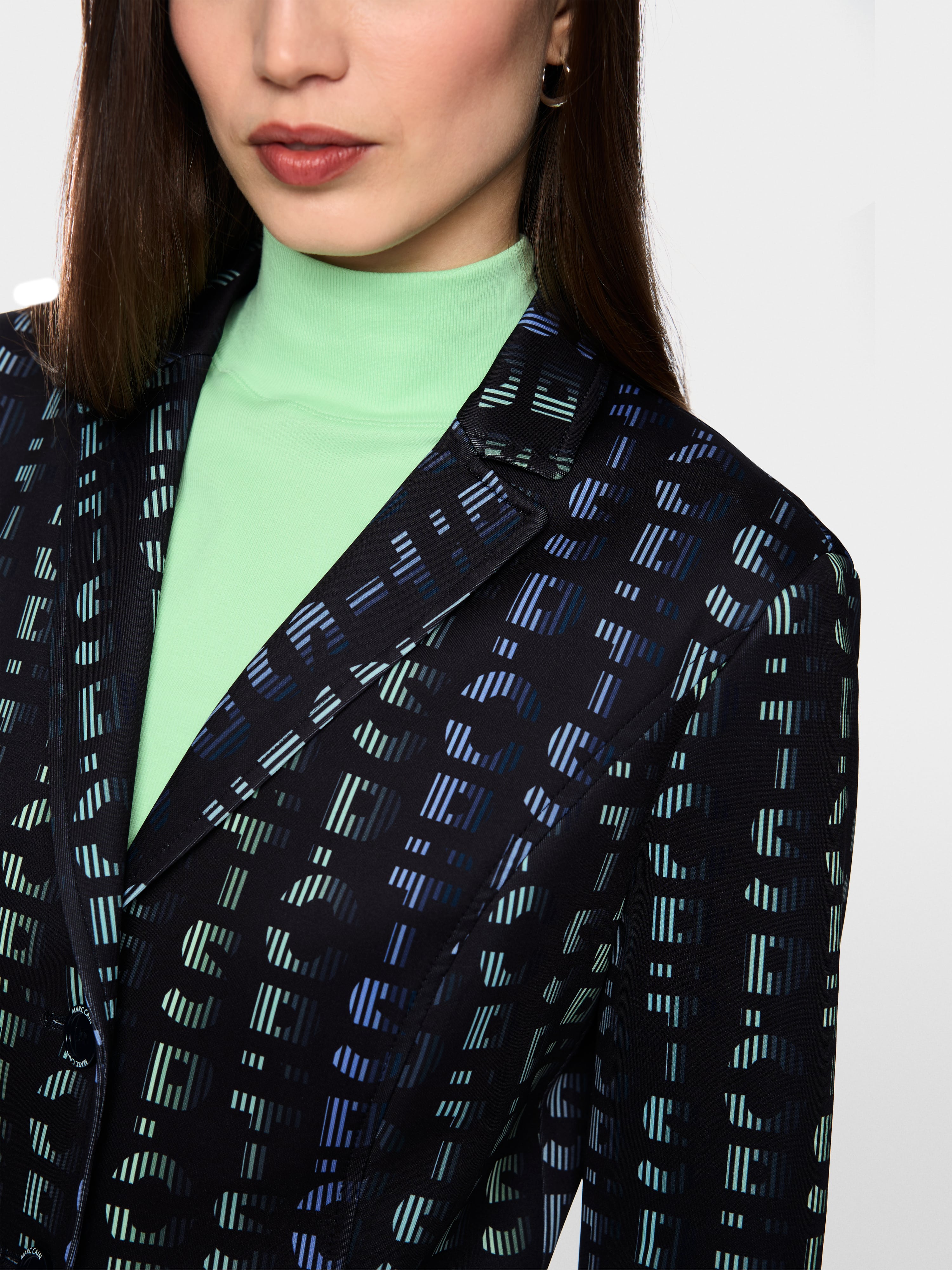 Printed jersey blazer