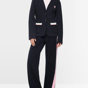 Lapel collar blazer with floral patch