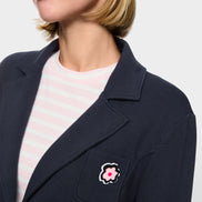 Lapel collar blazer with floral patch