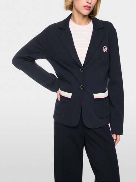 Lapel collar blazer with floral patch