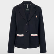 Lapel collar blazer with floral patch