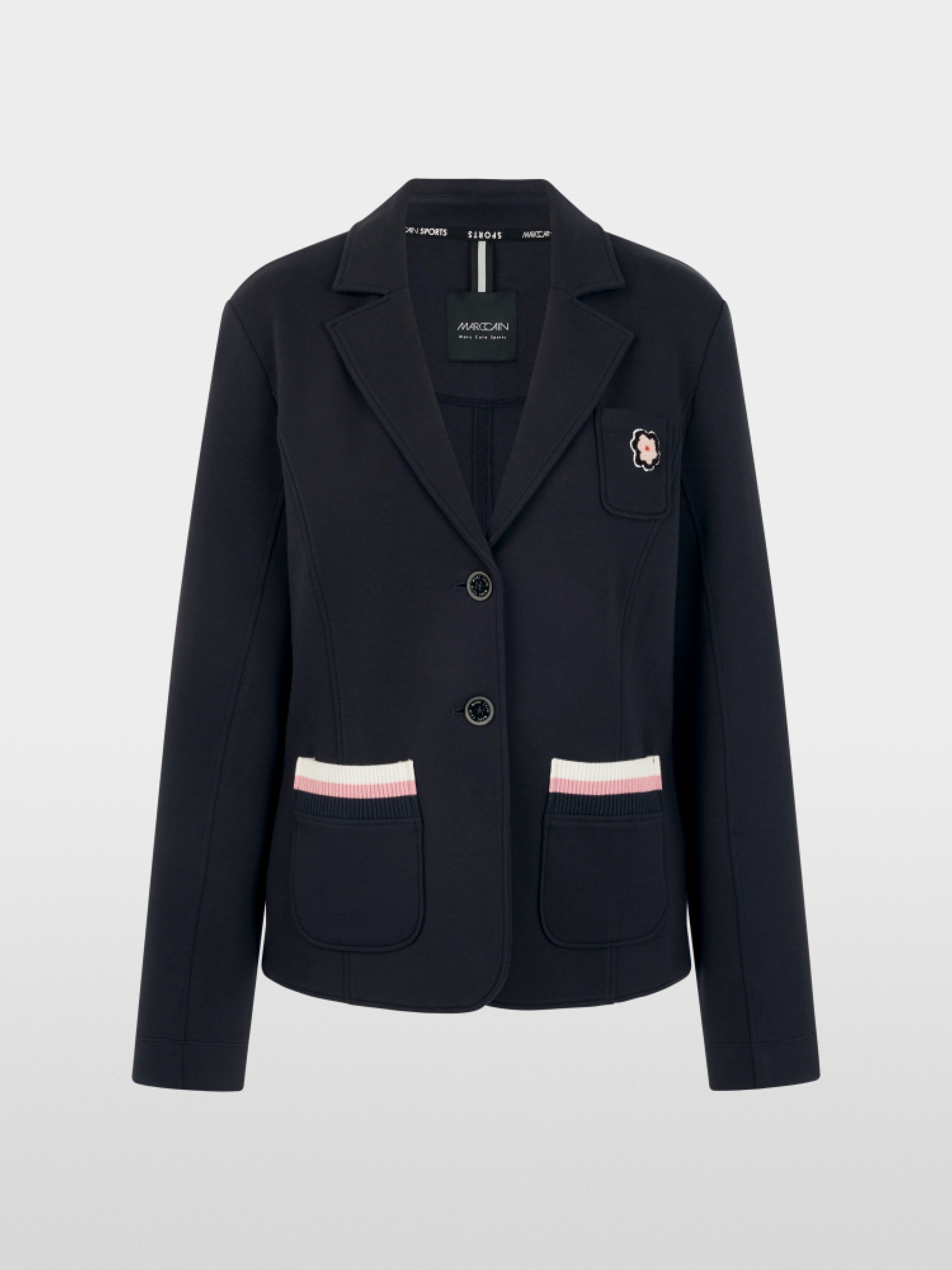 Lapel collar blazer with floral patch