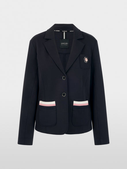 Lapel collar blazer with floral patch