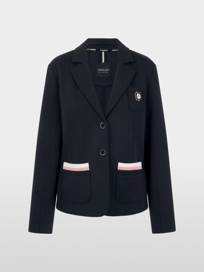 Lapel collar blazer with floral patch