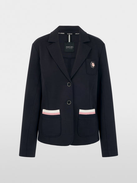 Lapel collar blazer with floral patch