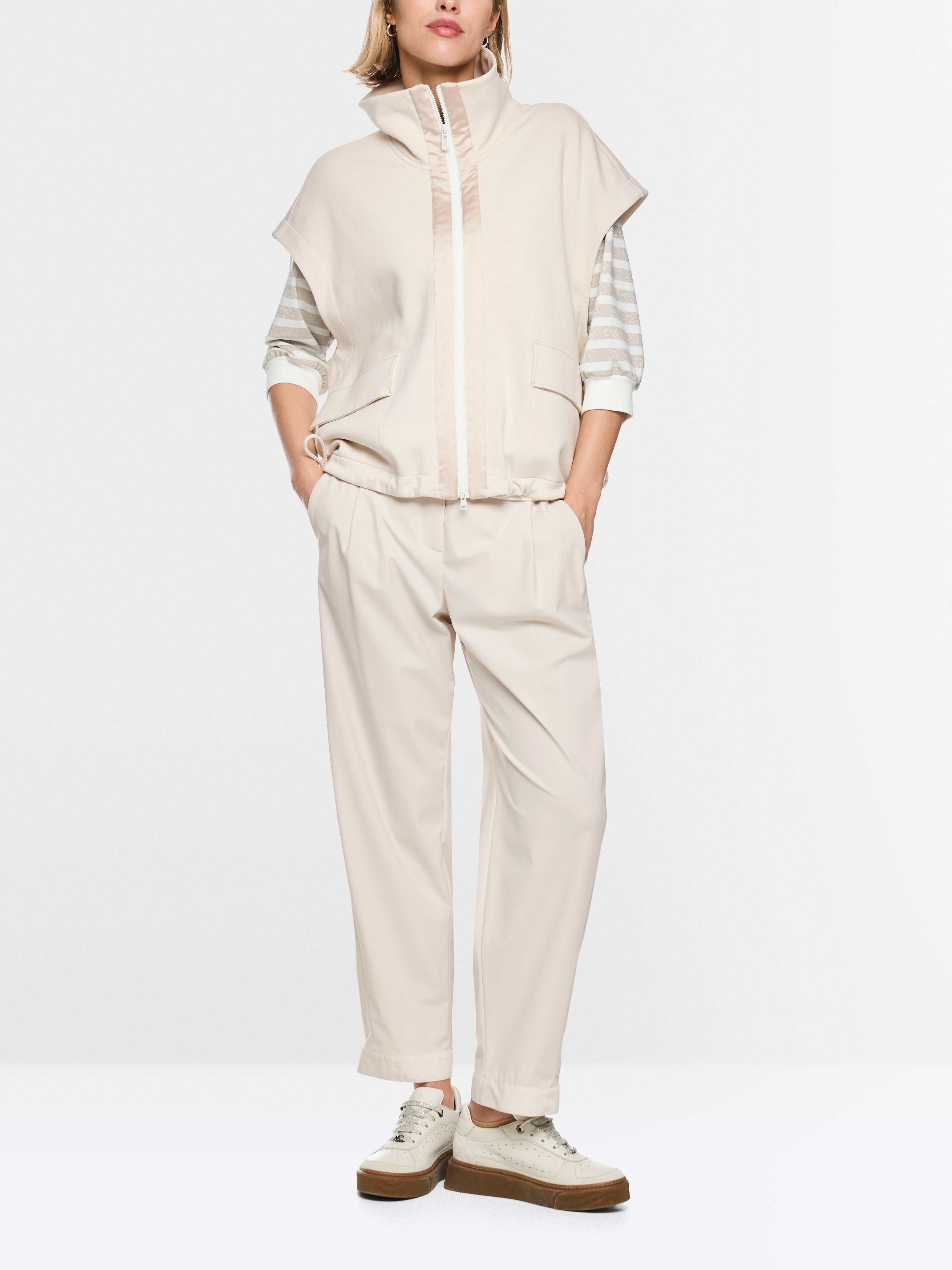 Cotton-blend waistcoat with troyer neck