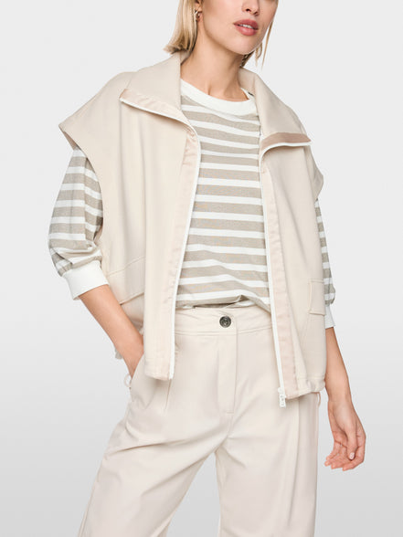 Cotton-blend waistcoat with troyer neck