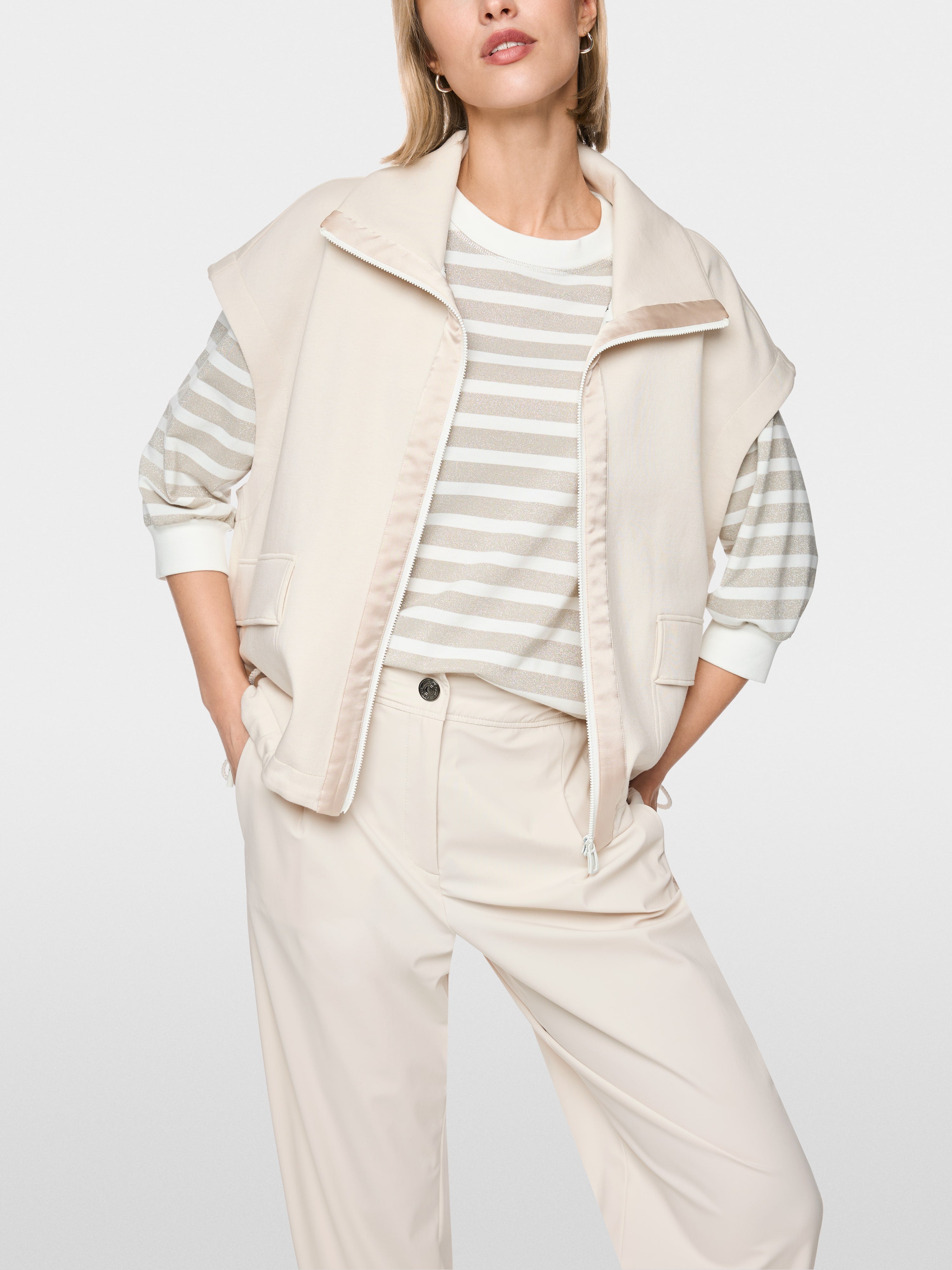 Cotton-blend waistcoat with troyer neck
