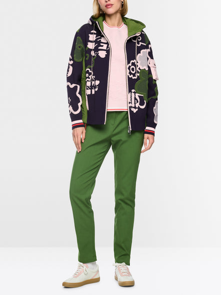 Sporty cardigan with floral pattern