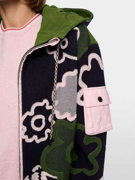 Sporty cardigan with floral pattern