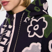 Sporty cardigan with floral pattern
