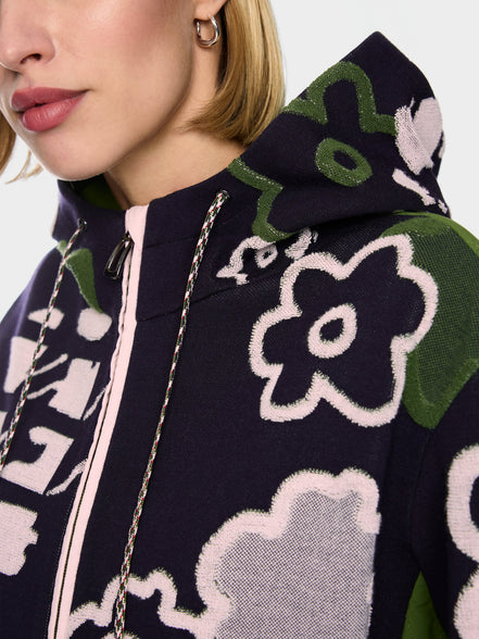 Sporty cardigan with floral pattern