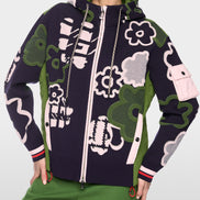 Sporty cardigan with floral pattern