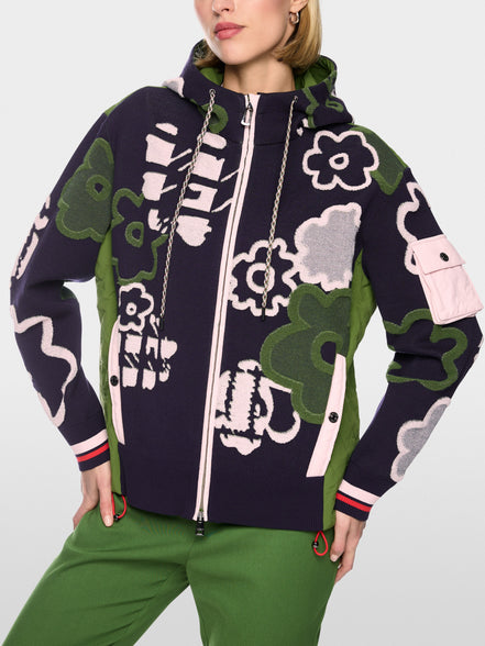 Sporty cardigan with floral pattern