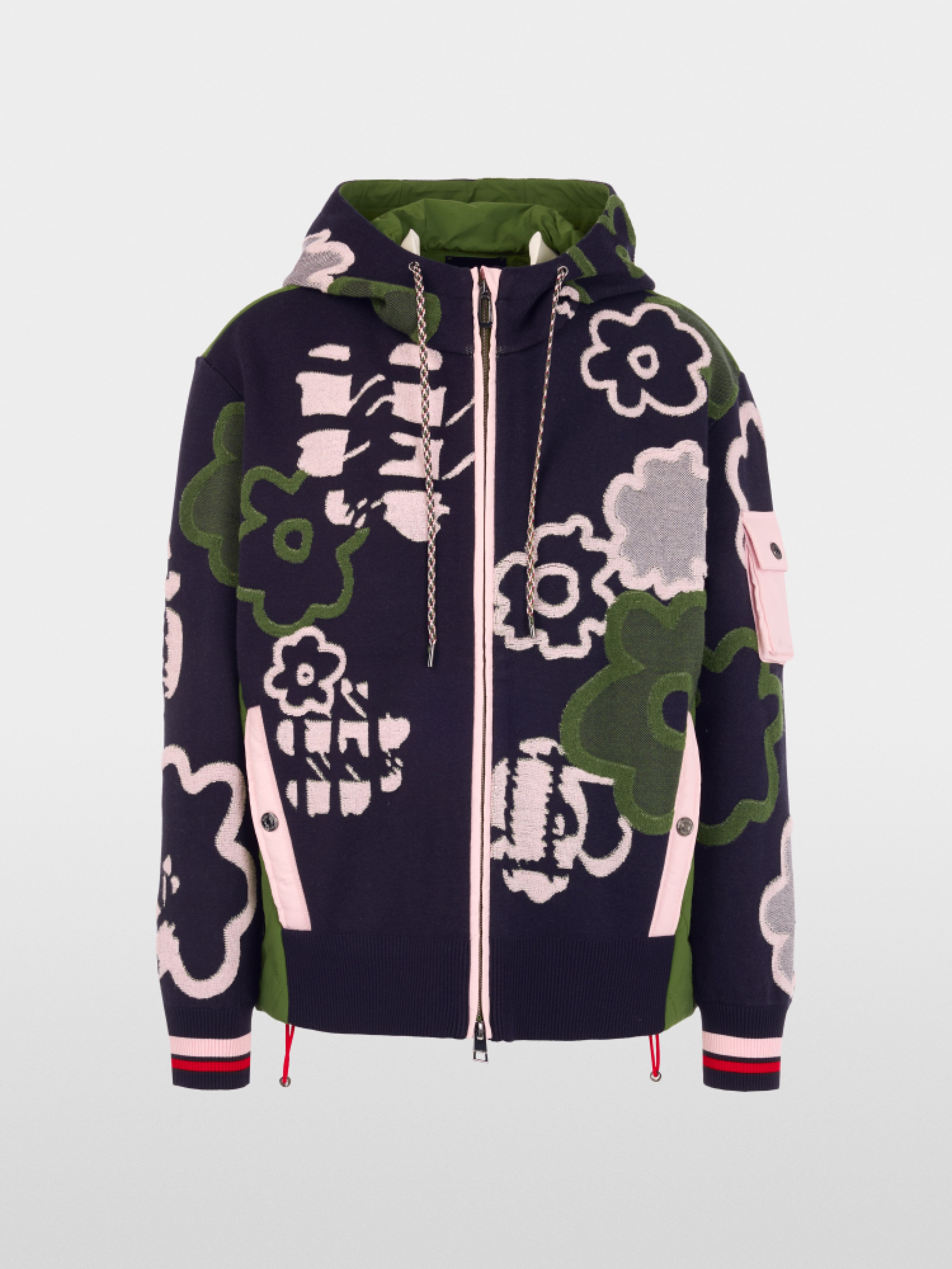 Sporty cardigan with floral pattern