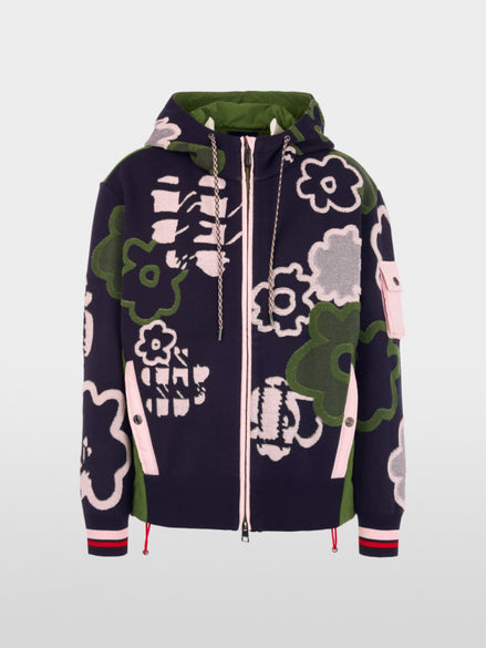 Sporty cardigan with floral pattern