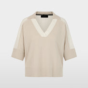 Two-tone V-neck jumper