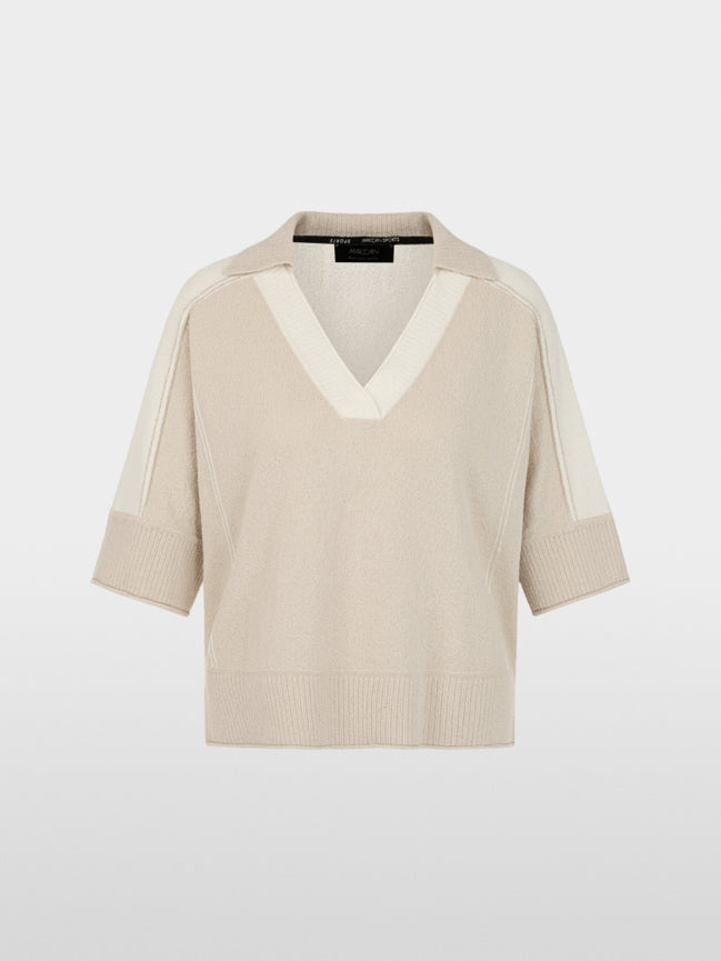 Two-tone V-neck jumper
