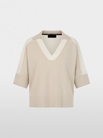 Two-tone V-neck jumper
